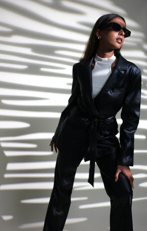 Open image in slideshow, Black/Brown Leather Suit
